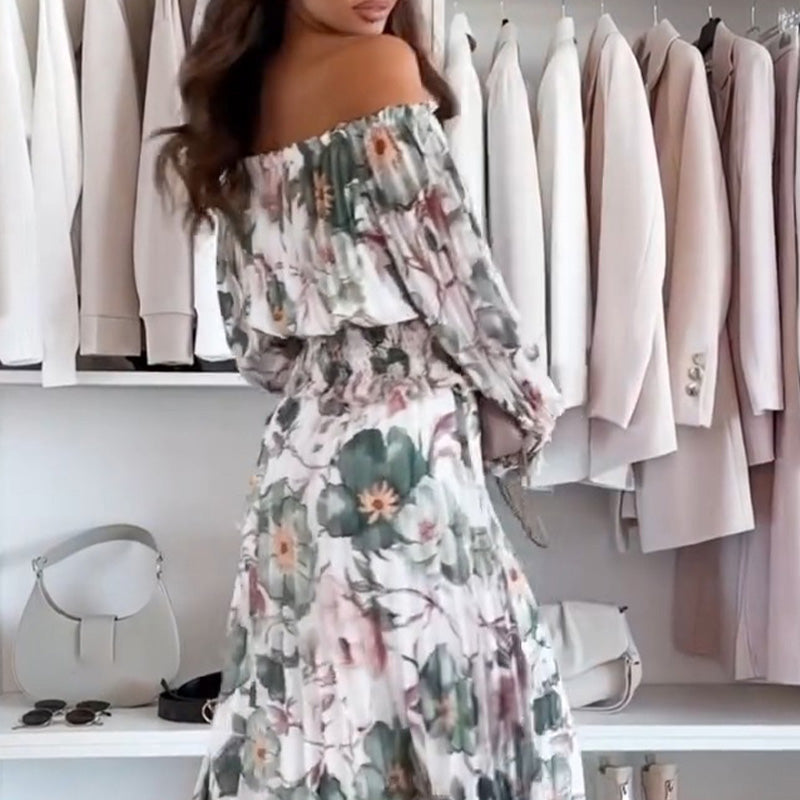 🌸Květinový top s otevřenými rameny a dvoudílný set s maxi sukní