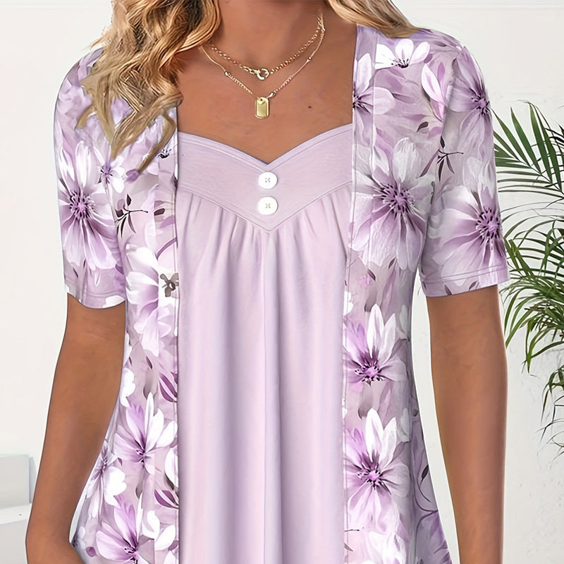 👚Dámský patchworkový top s nepravidelnými květy✨