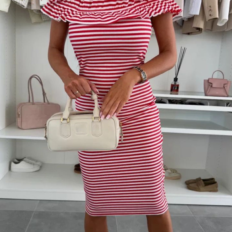 👗Elegantní dámské zeštíhlující šaty s volánky na ramenou - dokonalé křivky✨