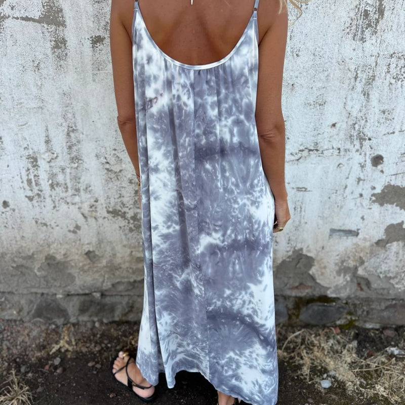 Dámské Tie Dye Gradient barva tištěné špagety popruh šaty