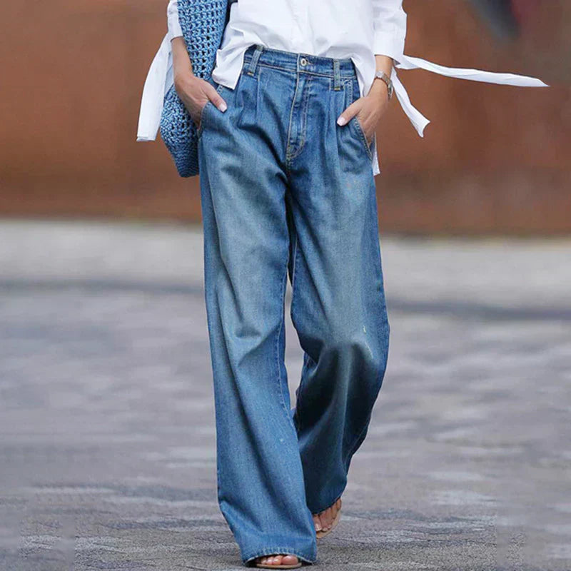 【S-3XL】👖💦Dámské ležérní džíny v sepraném stylu