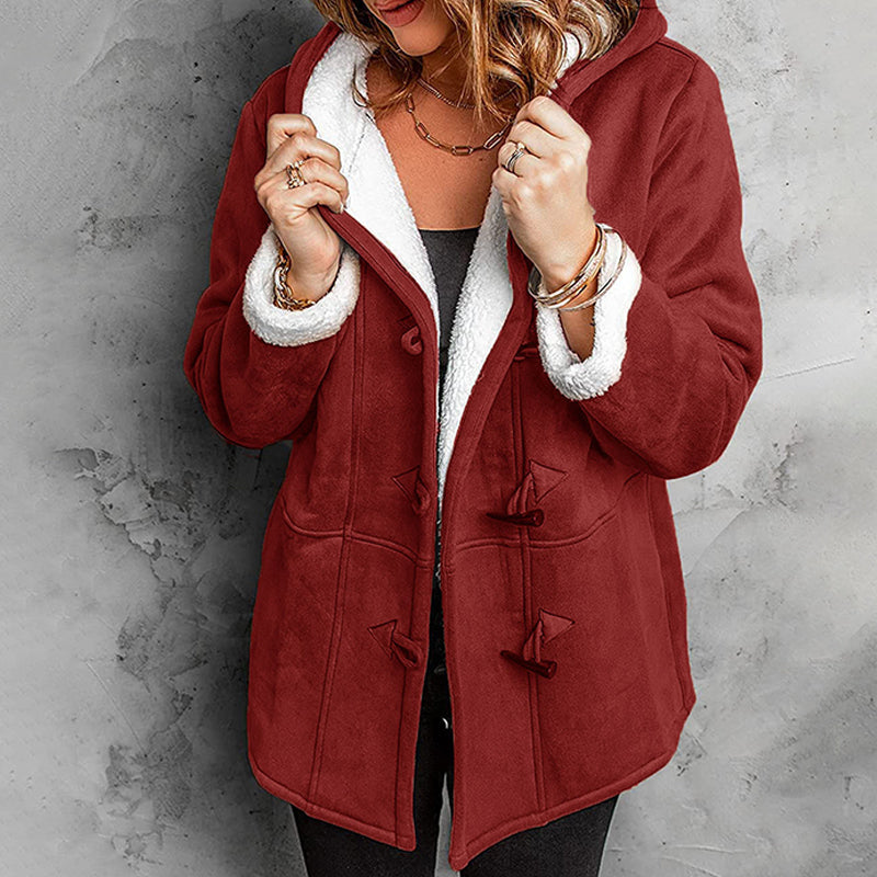 ❄️ Dámská semišová bunda s kapucí a plyšovou podšívkou 🧥💕