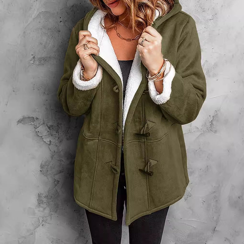 ❄️ Dámská semišová bunda s kapucí a plyšovou podšívkou 🧥💕