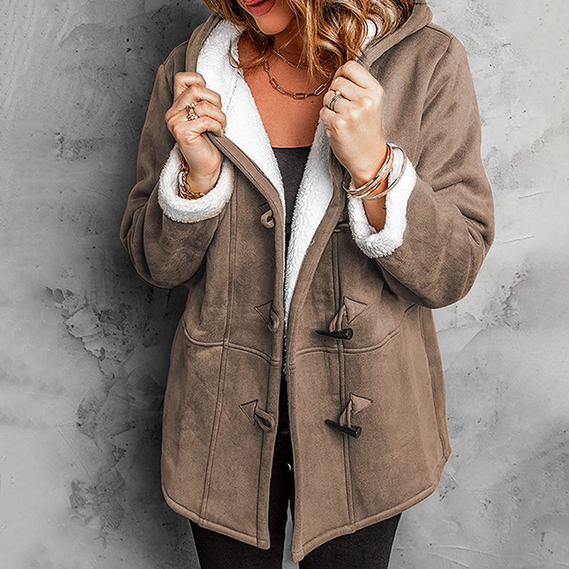 ❄️ Dámská semišová bunda s kapucí a plyšovou podšívkou 🧥💕