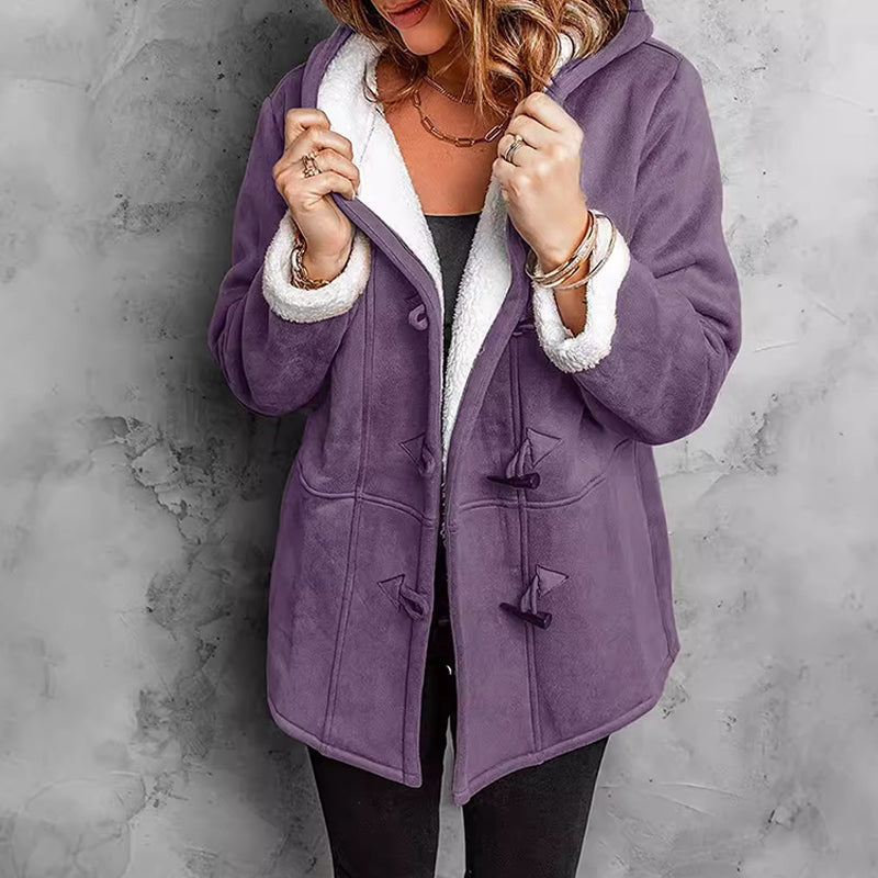 ❄️ Dámská semišová bunda s kapucí a plyšovou podšívkou 🧥💕