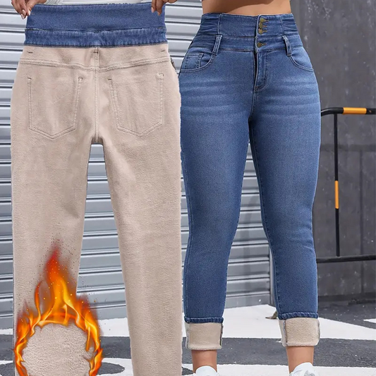 👖Teplé a pohodlné dámské džínové kalhoty s fleecovou podšívkou