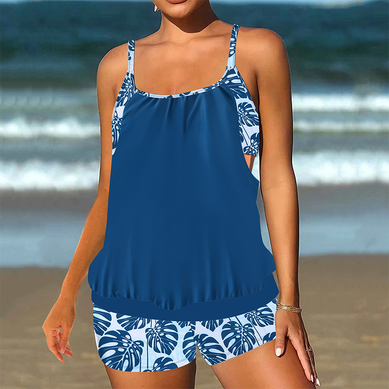 👗🌊Dvoudílné dámské plavky - top + kraťasy | Tričkový střih, ve velkých velikostech