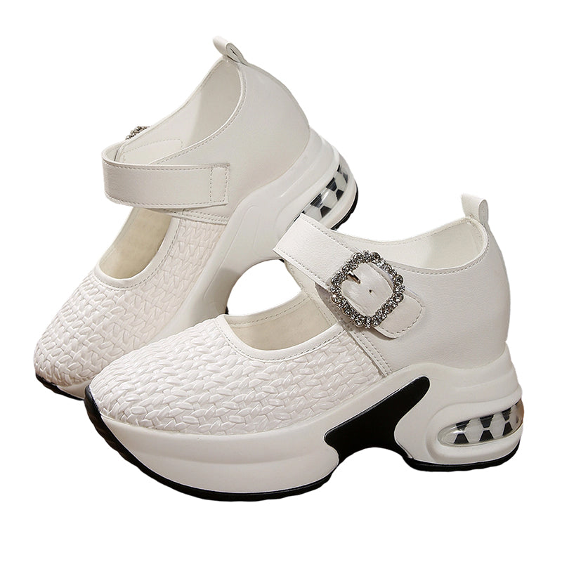 Získejte okamžité pohodlné zvýšení postavy – dámské platformové Mary Janes s prodyšným tkaným svrškem. Na dobírku! 👡