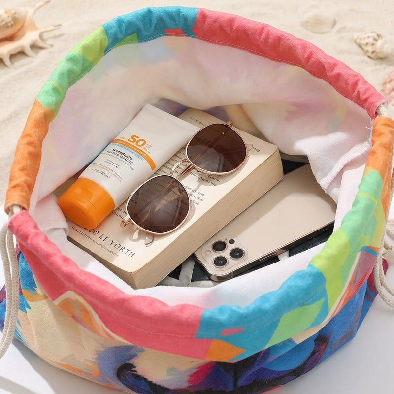 2-in-1 Printed Beach Towel Backpack