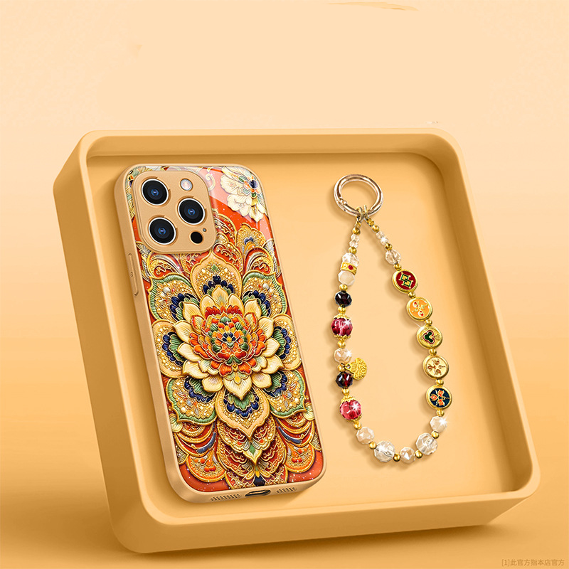 Ozdobte svůj telefon uměním Dunhuang – luxusní pouzdro na telefon s motivem lotosu a třpytivým povrchem. Na dobírku! 🌸