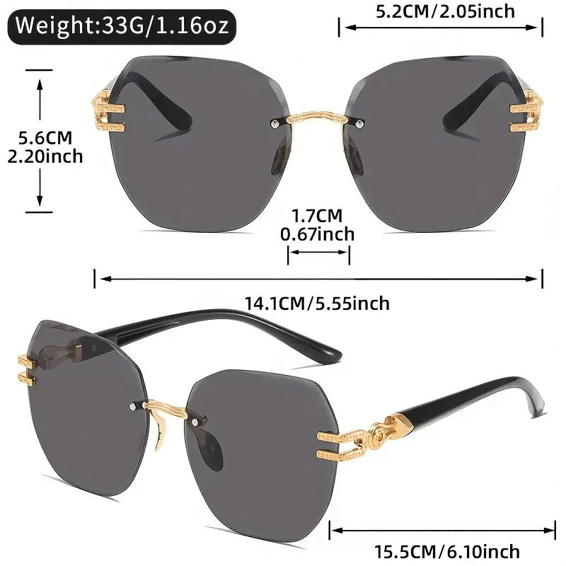 🕶️ Výrazné bezrámové sluneční brýle – minimalistická kovová obruba, ochrana UV400, lehké – platba na dobírku ✨